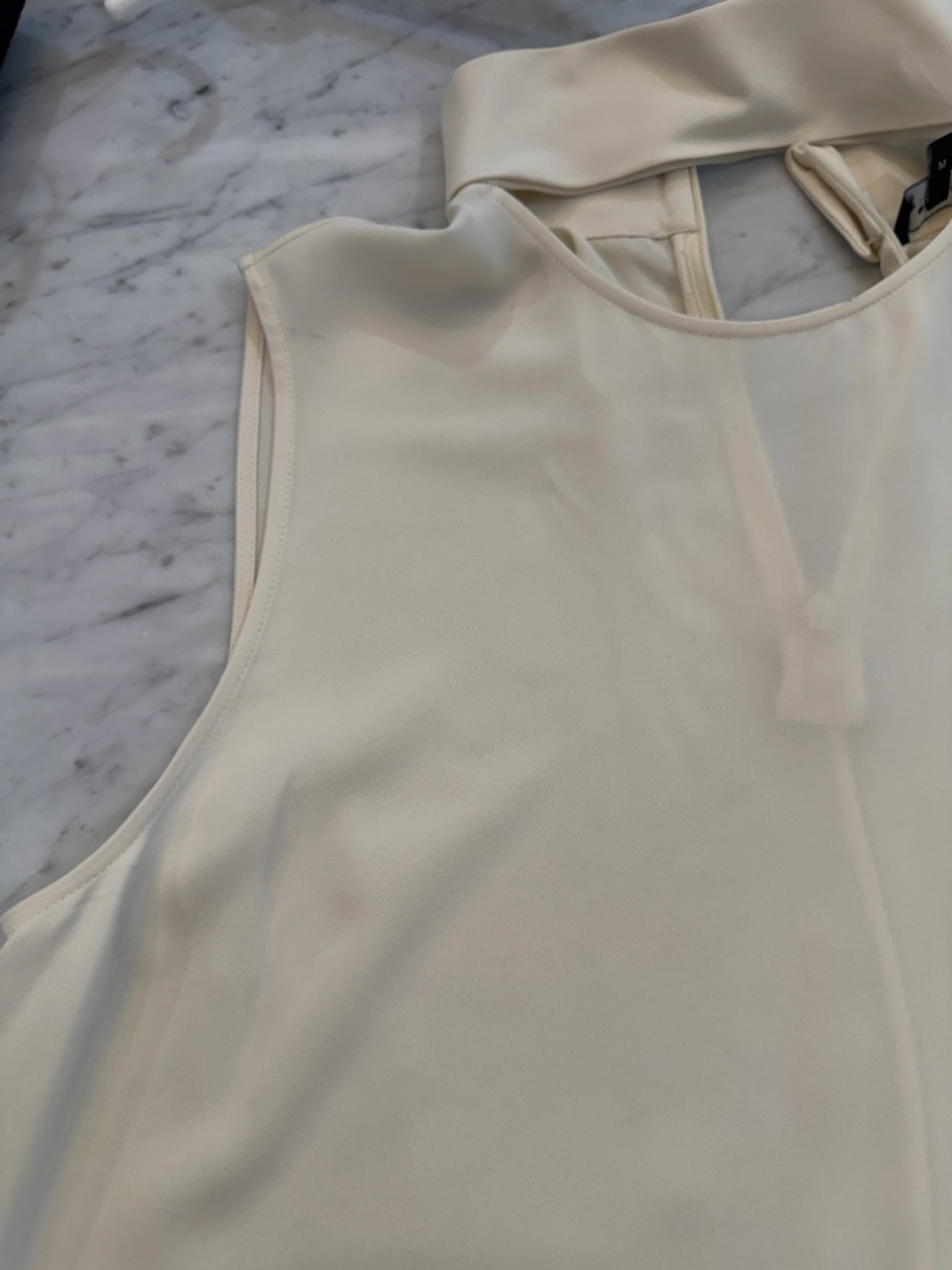 Theory Cream Sleeveless Georgette mock neck.